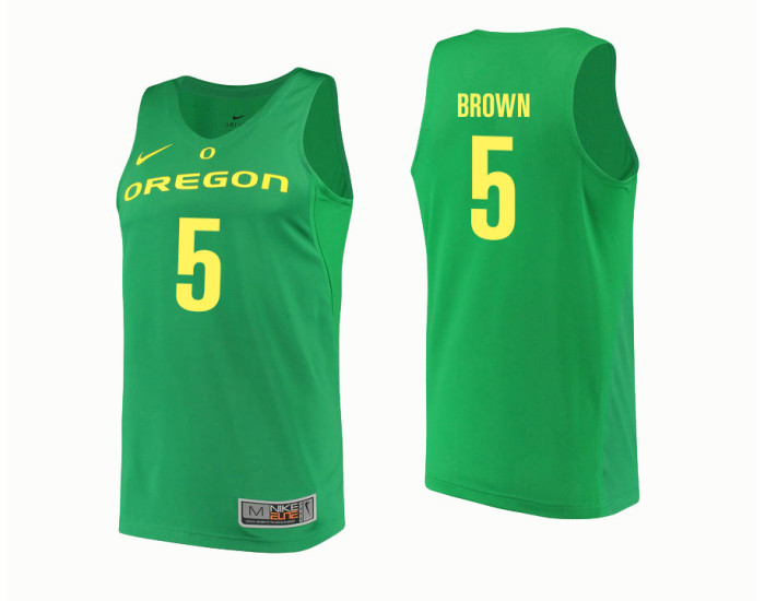 Oregon Ducks #5 Elijah Brown Replica College Basketball Jersey Green