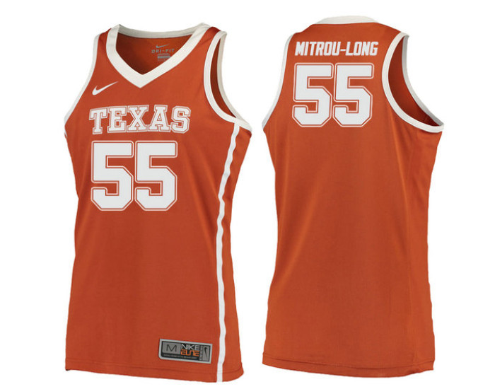 Texas LongHorns #55 Elijah Mitrou-Long Authentic College Basketball Jersey Orange
