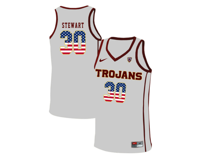 USC Trojans #30 Elijah Stewart Authentic College Basketball Jersey White