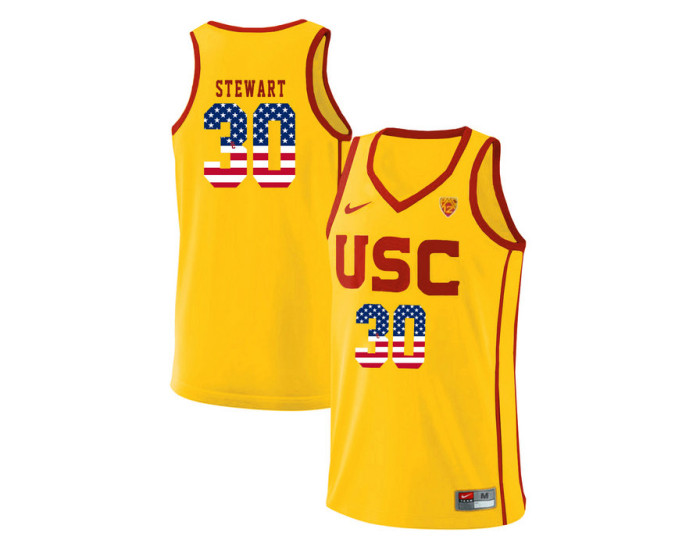 USC Trojans #30 Elijah Stewart Replica College Basketball Jersey Yellow