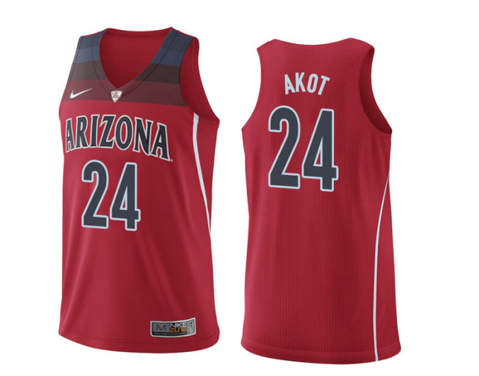 Arizona Wildcats #24 Emmanuel Akot Replica College Basketball Jersey Red