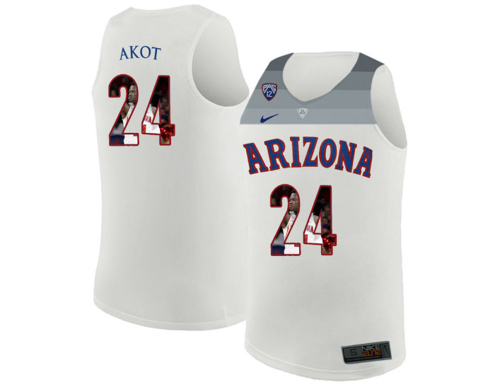 Youth Arizona Wildcats #24 Emmanuel Akot Replica College Basketball Jersey White