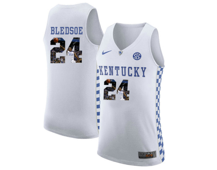 Youth Kentucky Wildcats #24 Eric Bledsoe Replica College Basketball Jersey White