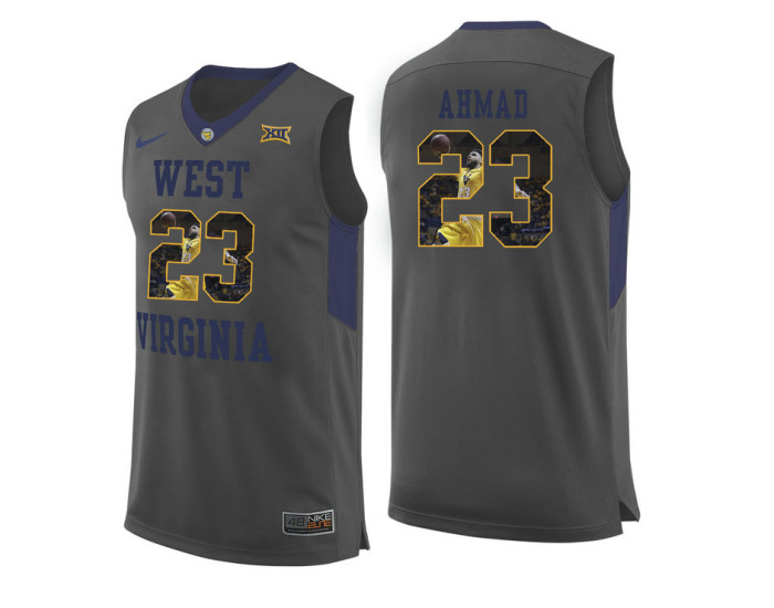 West Virginia Mountaineers #23 Esa Ahmad Authentic College Basketball Jersey Gray
