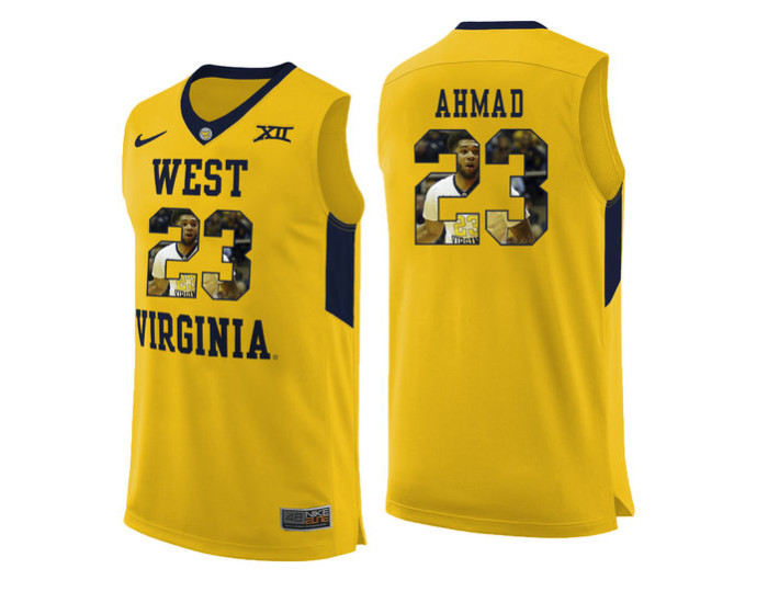 West Virginia Mountaineers #23 Esa Ahmad Replica College Basketball Jersey Yellow