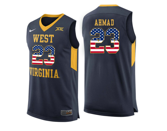 West Virginia Mountaineers #23 Esa Ahmad Replica College Basketball Jersey Navy