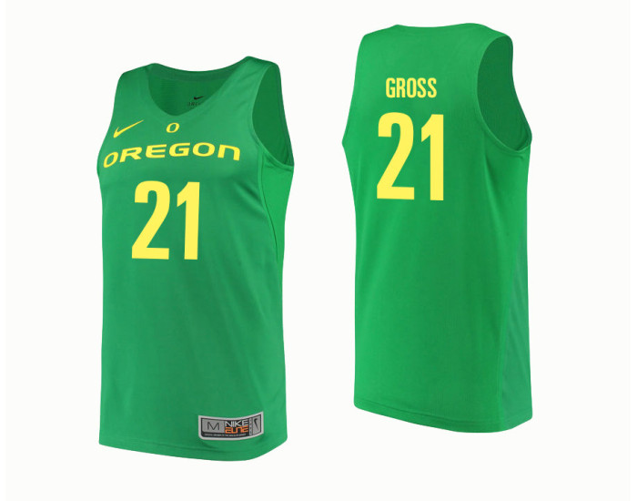Oregon Ducks #21 Evan Gross Authentic College Basketball Jersey Green