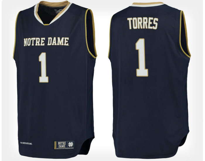 Notre Dame Fighting Irish #1 Austin Torres Navy Home Authentic College Basketball Jersey