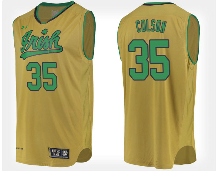 Youth Notre Dame Fighting Irish #35 Bonzie Colson Gold Alternate Replica College Basketball Jersey