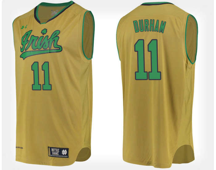 Notre Dame Fighting Irish #11 Juwan Durham Gold Alternate Authentic College Basketball Jersey