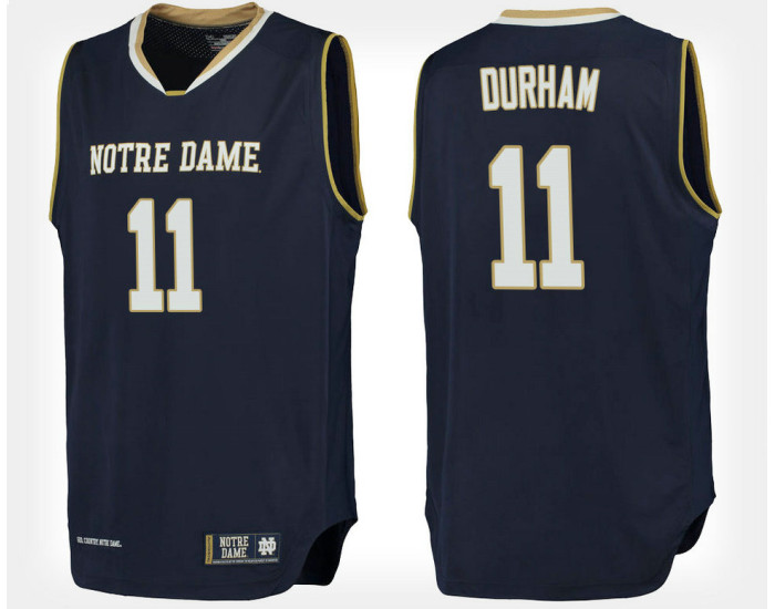Notre Dame Fighting Irish #11 Juwan Durham Navy Home Authentic College Basketball Jersey