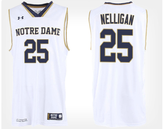 Notre Dame Fighting Irish #25 Liam Nelligan White Road Authentic College Basketball Jersey