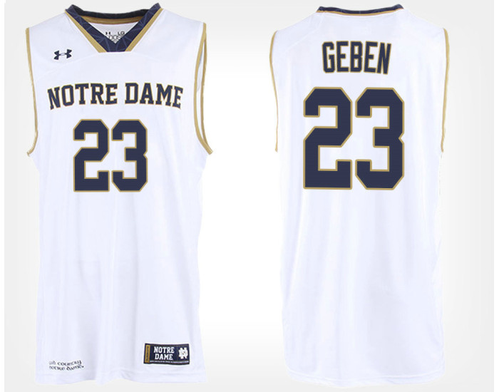 Youth Notre Dame Fighting Irish #23 Martinas Geben White Road Authentic College Basketball Jersey