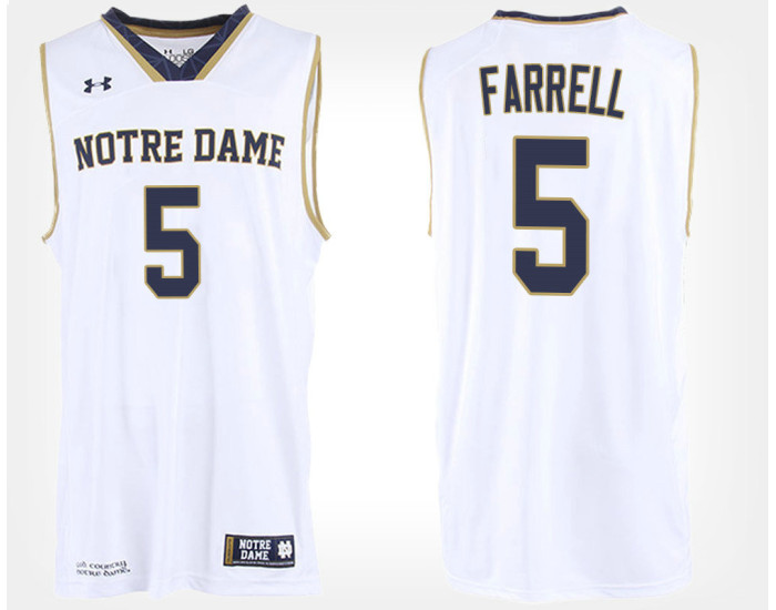 Notre Dame Fighting Irish #5 Matt Farrell White Road Authentic College Basketball Jersey