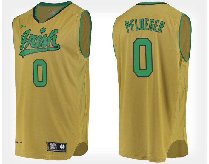Notre Dame Fighting Irish #0 Rex Pflueger Gold Alternate Authentic College Basketball Jersey