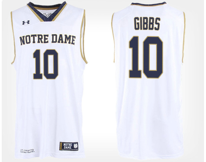 Notre Dame Fighting Irish #10 T.J. Gibbs White Road Authentic College Basketball Jersey
