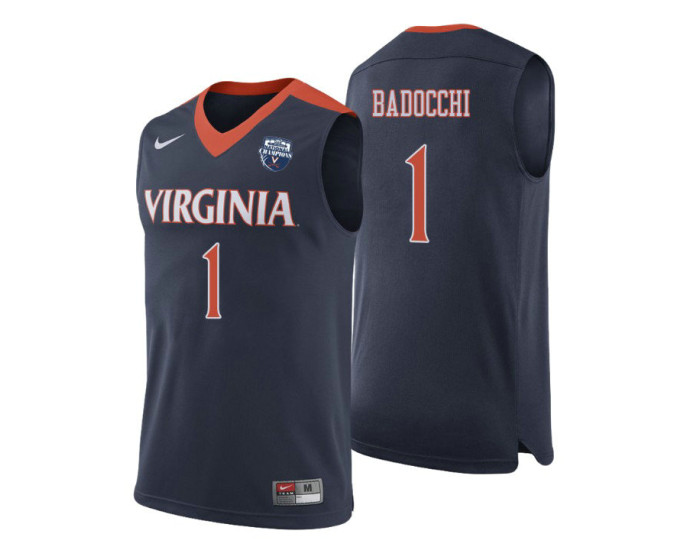 Youth Virginia Cavaliers #1 Francesco Badocchi Navy Authentic College Basketball Jersey