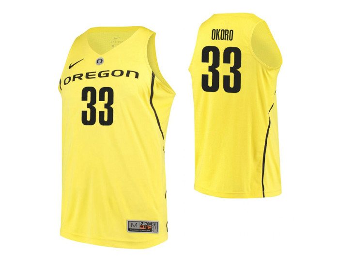 Oregon Ducks #33 Francis Okoro Authentic College Basketball Jersey Yellow