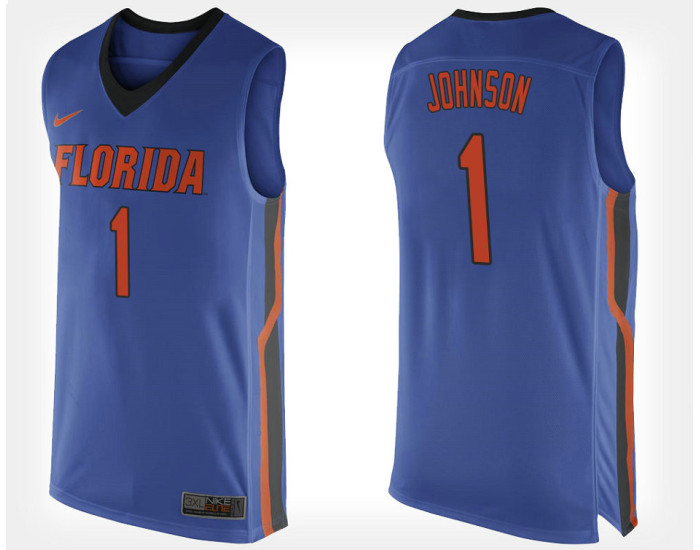 Florida Gators #1 Chase Johnson Blue Home Authentic College Basketball Jersey