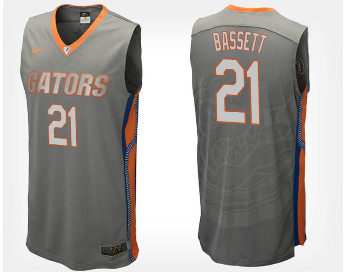 Florida Gators #21 Dontay Bassett Gray Road Authentic College Basketball Jersey