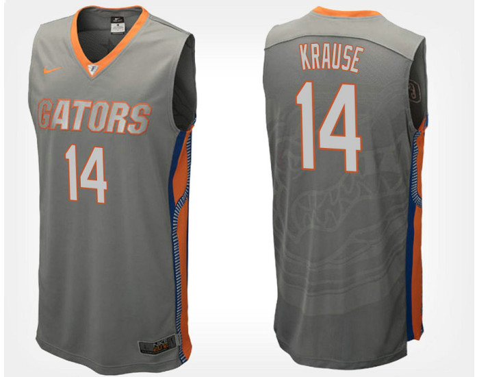Florida Gators #14 Mak Krause Gray Road Authentic College Basketball Jersey