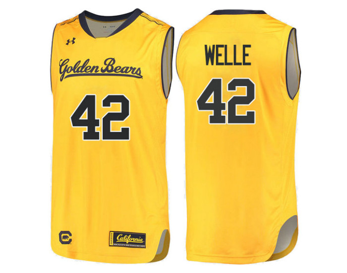 California Golden Bears #42 Cole Welle Replica College Basketball Jersey Gold