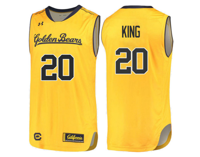 Youth California Golden Bears #20 Derek King Replica College Basketball Jersey Gold