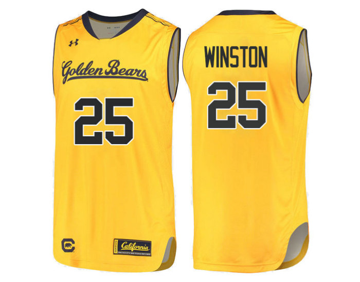 California Golden Bears #25 Deschon Winston Authentic College Basketball Jersey Gold