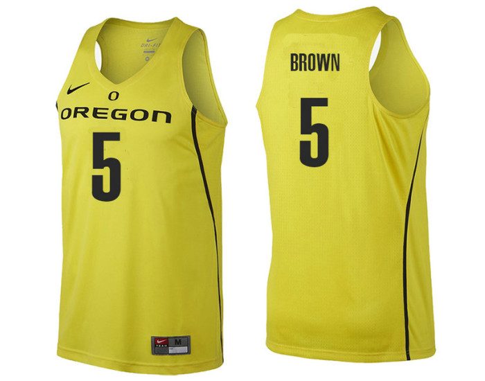 Youth Oregon Ducks #5 Elijah Brown Authentic College Basketball Jersey gold