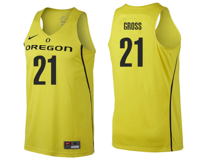 Oregon Ducks #21 Evan Gross Authentic College Basketball Jersey gold