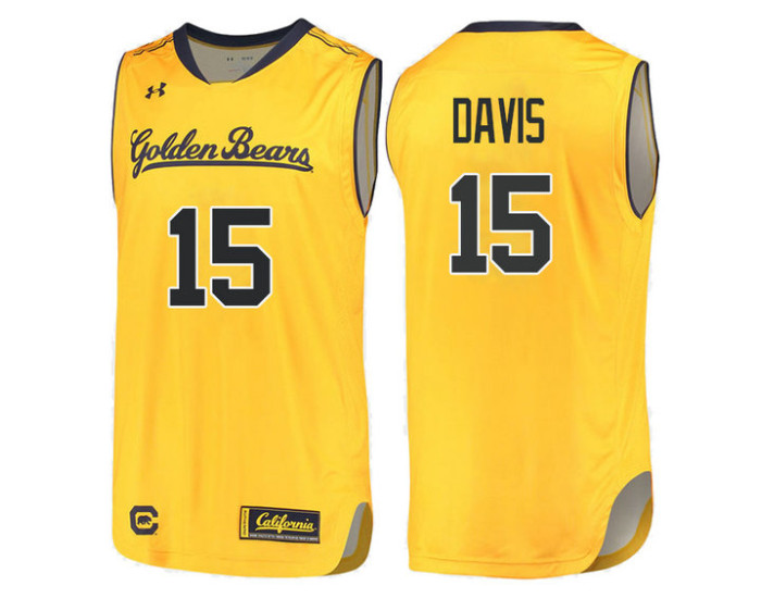 Youth California Golden Bears #15 Roman Davis Replica College Basketball Jersey Gold