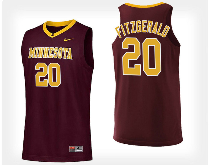 Minnesota Golden Gophers #20 Davonte Fitzgerald Maroon Home Authentic College Basketball Jersey