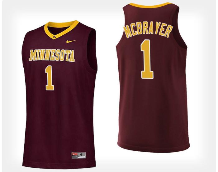 Minnesota Golden Gophers #1 Dupree McBrayer Maroon Home Authentic College Basketball Jersey