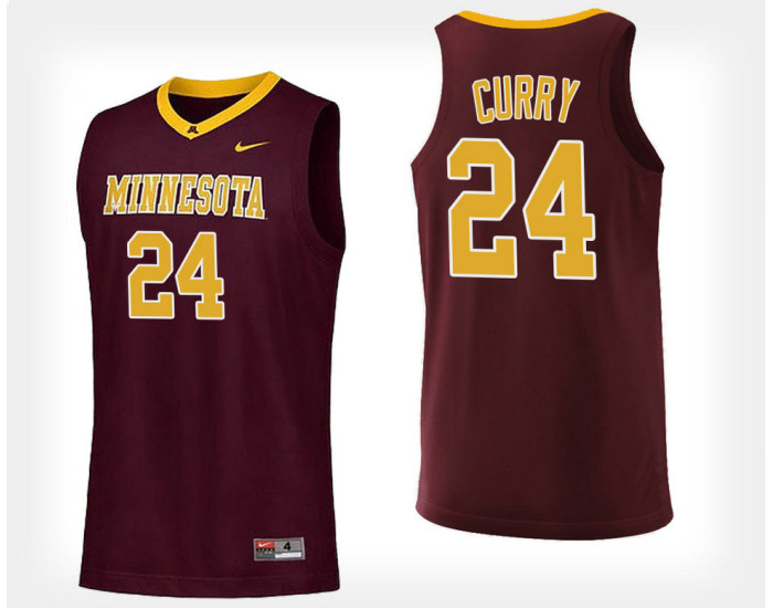 Minnesota Golden Gophers #24 Eric Curry Maroon Home Authentic College Basketball Jersey