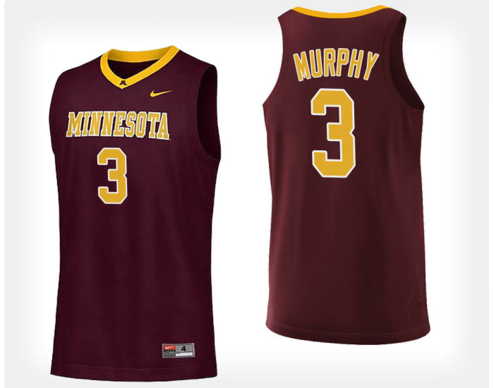 Minnesota Golden Gophers #3 Jordan Murphy Maroon Home Authentic College Basketball Jersey