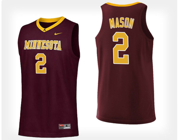 Minnesota Golden Gophers #2 Nate Mason Maroon Home Authentic College Basketball Jersey