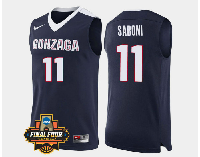 Gonzaga Bulldogs #11 Domantas Saboni Navy Road Authentic College Basketball Jersey