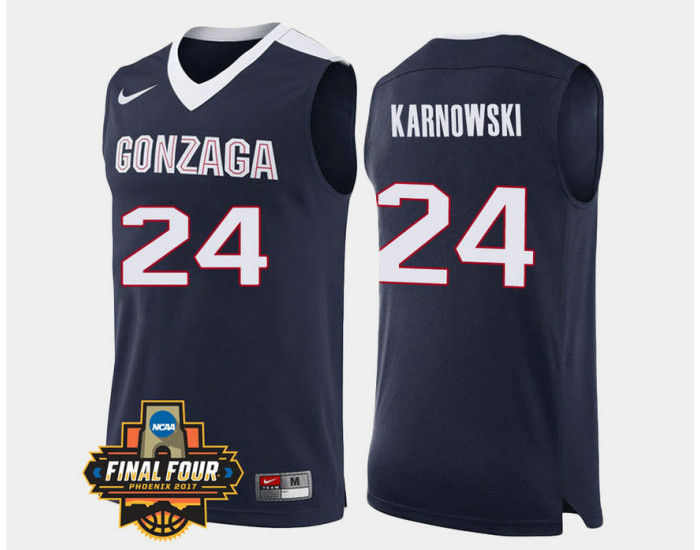 Youth Gonzaga Bulldogs #24 Przemek Karnowski Navy Road Replica College Basketball Jersey