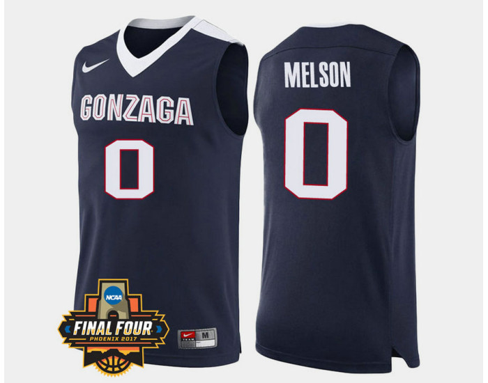 Gonzaga Bulldogs #0 Silas Melson Navy Road Authentic College Basketball Jersey