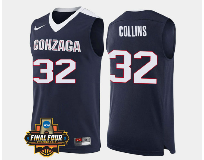 Gonzaga Bulldogs #32 Zach Collins Navy Road Replica College Basketball Jersey