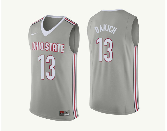 Ohio State Buckeyes #13 Andrew Dakich Authentic College Basketball Jersey Gray
