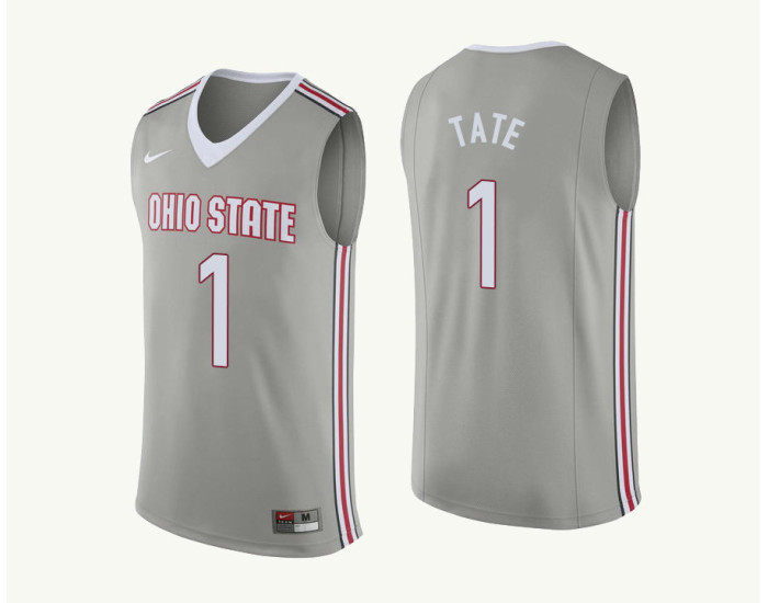 Ohio State Buckeyes #1 Jae'Sean Tate Authentic College Basketball Jersey Gray