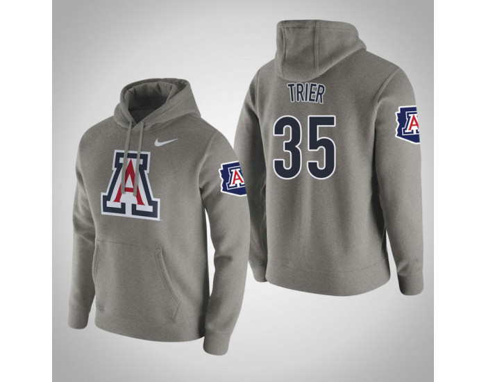 Arizona Wildcats #35 Allonzo Trier Men's Gray Pullover Hoodie
