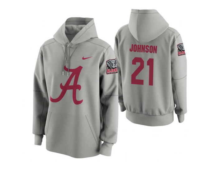 Alabama Crimson Tide #21 Britton Johnson Men's Gray College Basketball Hoodie