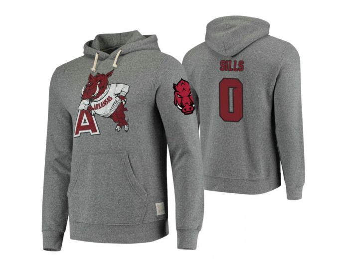 Arkansas Razorbacks #0 Desi Sills Men's Gray College Basketball Hoodie