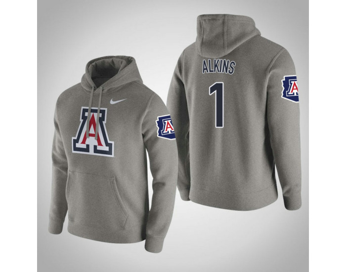 Arizona Wildcats #1 Rawle Alkins Men's Gray Pullover Hoodie