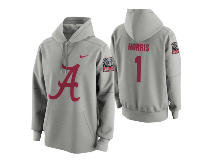Alabama Crimson Tide #1 Riley Norris Men's Gray College Basketball Hoodie