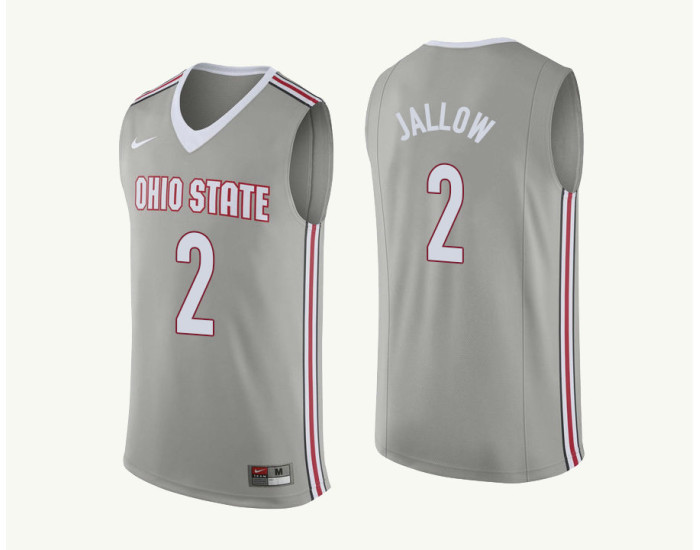 Ohio State Buckeyes #2 Musa Jallow Authentic College Basketball Jersey Gray