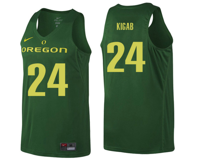 Oregon Ducks #24 Abu Kigab Replica College Basketball Jersey Green