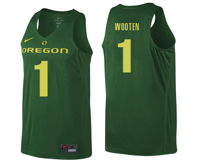 Oregon Ducks #1 Kenny Wooten Authentic College Basketball Jersey Green